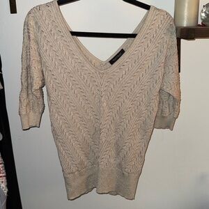 New York & Company Beige V-Neck Sweater